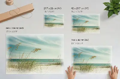 Kunstdruck Strandgras mit Motiv von Ozean und Himmel für eine friedliche Atmosphäre