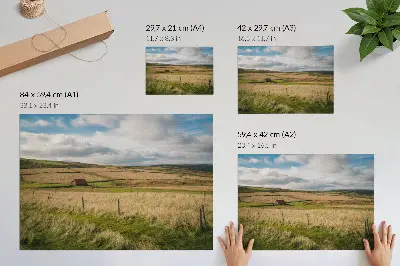 Kunstdruck malerische Landschaft mit Hütte in der Natur