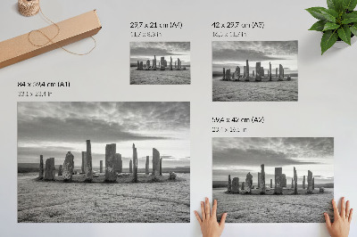Kunstdruck poster Geheimnisvoller Kreis aus Rohsteinen, friedliche Spiegelung