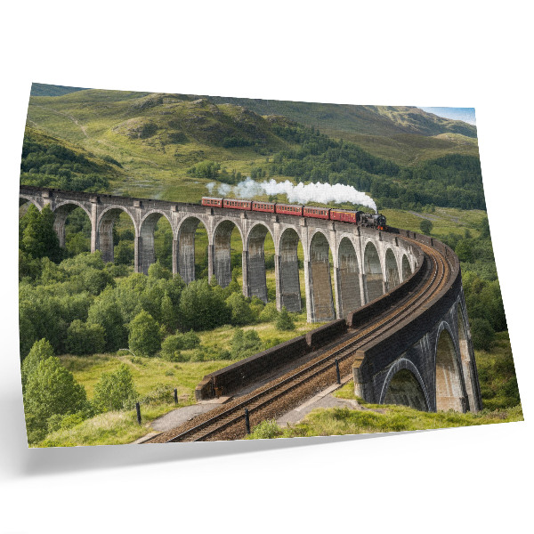 Kunstdruck poster Ein Viadukt mit einem Zug inmitten grüner Hügel