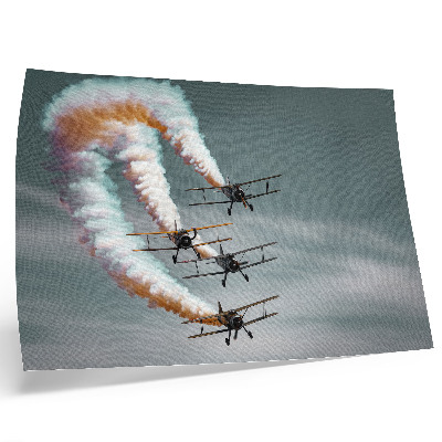 Poster kunstdruck Flugzeuge in Formation mit orangefarbenen Streifen