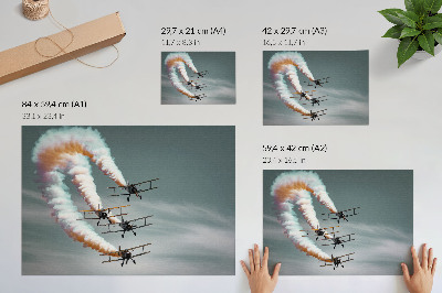 Poster kunstdruck Flugzeuge in Formation mit orangefarbenen Streifen