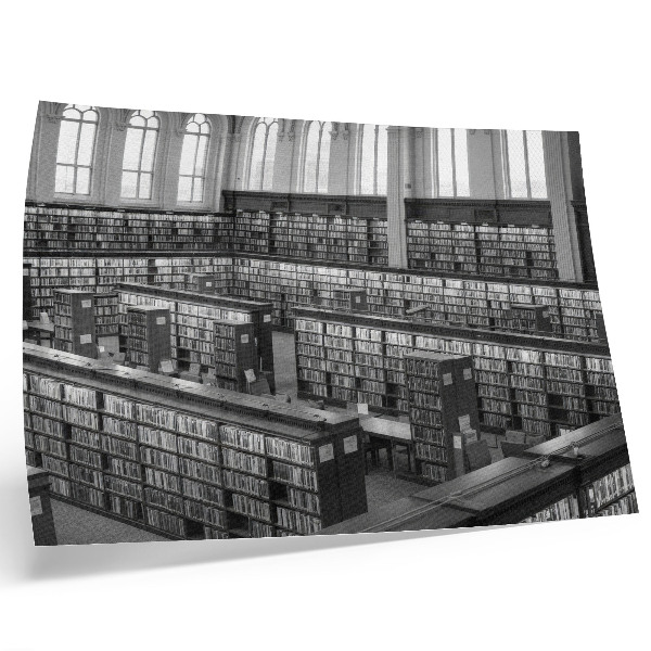 Poster Klassische Bibliothek mit Holzregalen