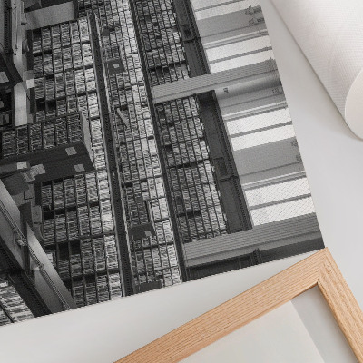 Poster Klassische Bibliothek mit Holzregalen