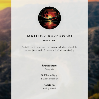 Kunstdruck poster Blick auf die Stadt bei Sonnenuntergang über dem Meer