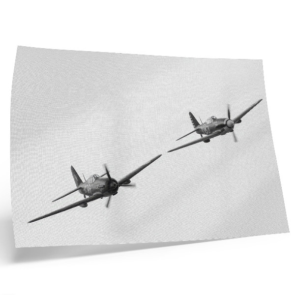 Poster Historische Flugzeuge in Schwarz-Weiß-Aufnahmen in der Flugdynamik