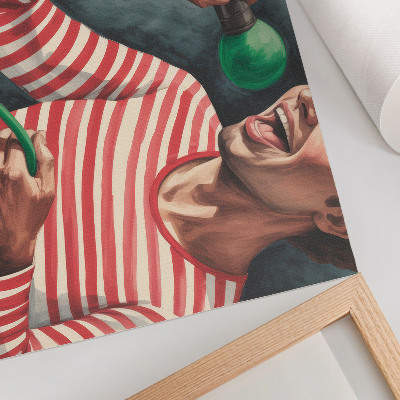 Kunstdruck poster Rot gestreiftes Hemd, grünes Mikrofon