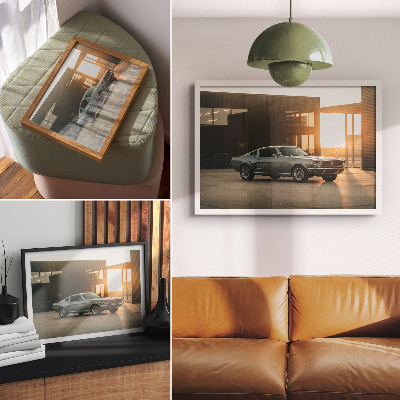 Poster kunstdruck Ein Oldtimer vor architektonischer Kulisse
