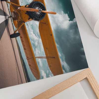 Poster Flugzeug auf der Startbahn, dynamischer Himmel
