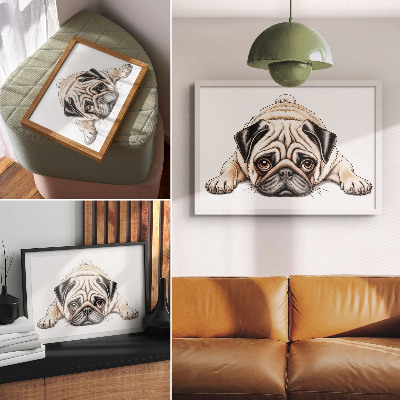 Poster kunstdruck Hundeillustration, gemütlich, warme Farben, Details