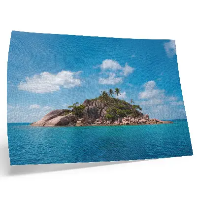 Kunstdruck Poster exotische Insel mit blauem Himmel und grüner Landschaft