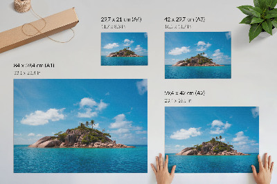 Kunstdruck poster Exotische Insel blauer Himmel grün
