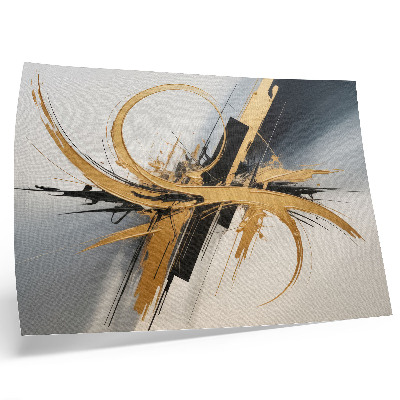 Poster kunstdruck Dynamisches Muster aus beigen und schwarzen Linien