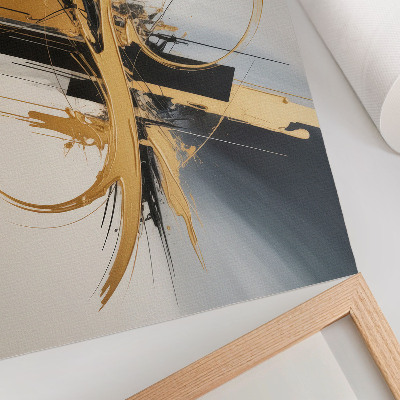 Poster kunstdruck Dynamisches Muster aus beigen und schwarzen Linien