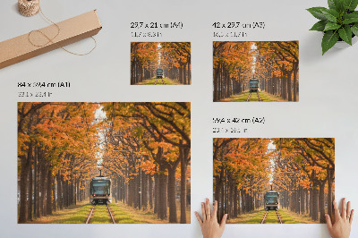 Kunstdruck poster Herbsttunnel mit einer Straßenbahn in der Mitte
