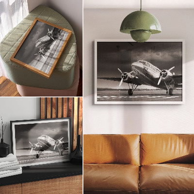 Poster Altes Flugzeug in monochromen Farben