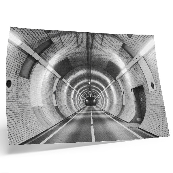 Poster kunstdruck Symmetrischer schwarz-weißer Tunnel mit Bögen