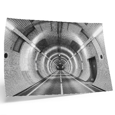 Poster kunstdruck Symmetrischer schwarz-weißer Tunnel mit Bögen