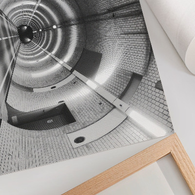 Poster kunstdruck Symmetrischer schwarz-weißer Tunnel mit Bögen