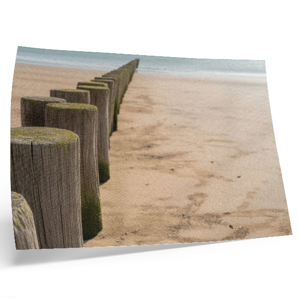 Poster Holzpflöcke Strand Meer Frieden Natur