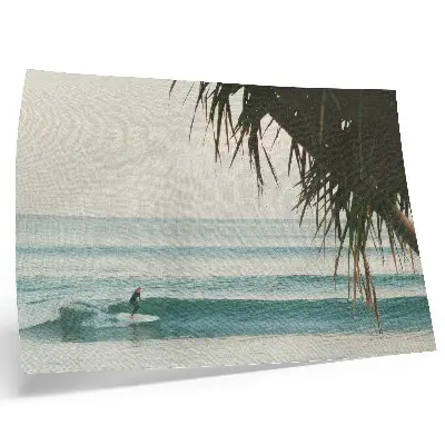 Poster mit Strand, Surfen, Wellen, Palmen sowie Motiven von Natürlichkeit und Frieden