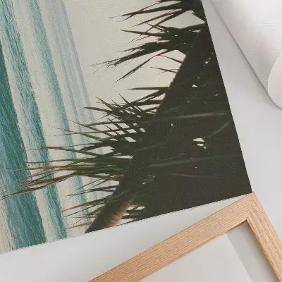 Poster mit Strand, Surfen, Wellen, Palmen sowie Motiven von Natürlichkeit und Frieden
