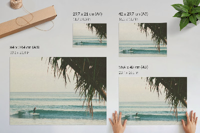 Poster Strand, Surfen, Wellen, Palmen, Natürlichkeit, Frieden