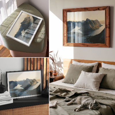 Poster Fjorde, Berge, Wasser, Sonnenuntergang, Harmonie der Natur