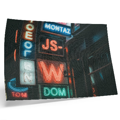 Kunstdruck poster Bunte Neonreklamen, abendliche Atmosphäre