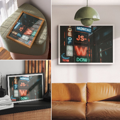 Kunstdruck poster Bunte Neonreklamen, abendliche Atmosphäre