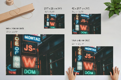 Kunstdruck poster Bunte Neonreklamen, abendliche Atmosphäre