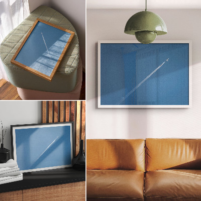 Poster kunstdruck Flugzeug vor blauem Himmel, dynamische Atmosphäre