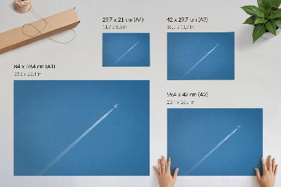 Poster kunstdruck Flugzeug vor blauem Himmel, dynamische Atmosphäre