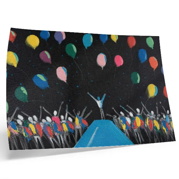 Poster bunte Ballons vor schwarzem Himmel