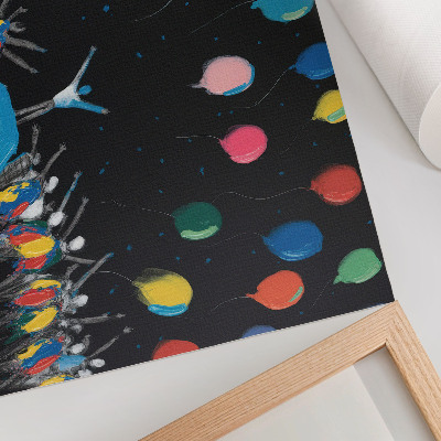 Poster Bunte Ballons, die sich vom schwarzen Himmel abheben
