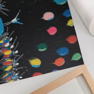 Poster bunte Ballons vor schwarzem Himmel