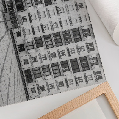 Poster kunstdruck Ein modernes Gebäude mit Balkonen und einem Platz