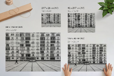 Poster kunstdruck Ein modernes Gebäude mit Balkonen und einem Platz