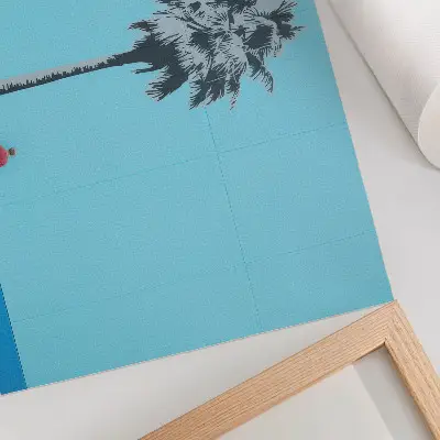 Poster zwei Wandgemälde mit Palmenmotiven als Kontrast zum neuen Erscheinungsbild