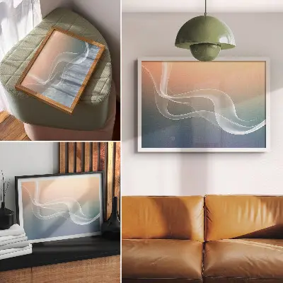 Kunstdruck Poster pastellfarbene Wellen mit subtiler Eleganz für mehr Harmonie