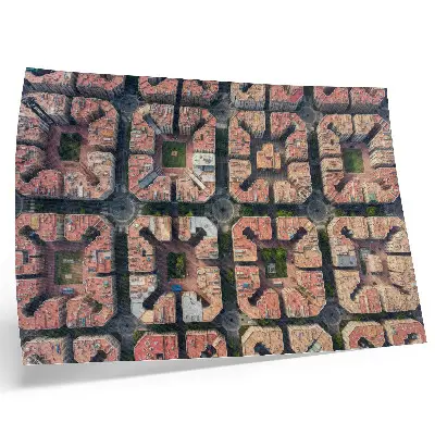 Kunstdruck Poster mit geometrischem Layout in neutralen Farben mit Stadtmotiv