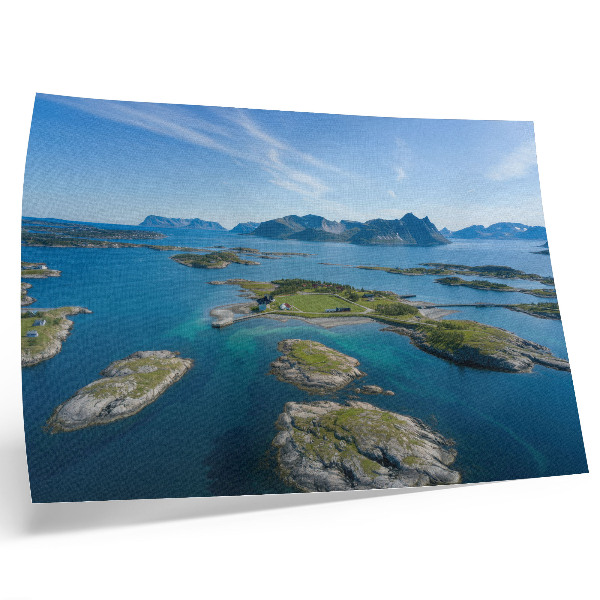Kunstdruck poster Inseln mit Bergen, blauem Himmel, grüner Vegetation