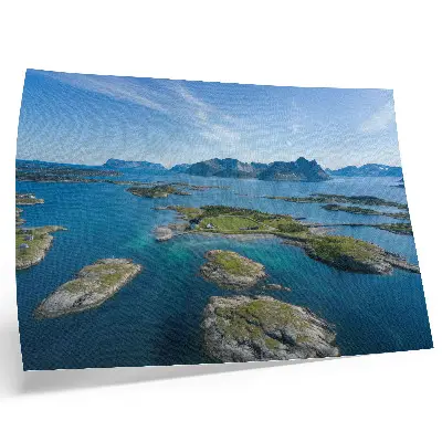 Kunstdruck Poster Inseln mit Bergen, blauem Himmel und grüner Vegetation