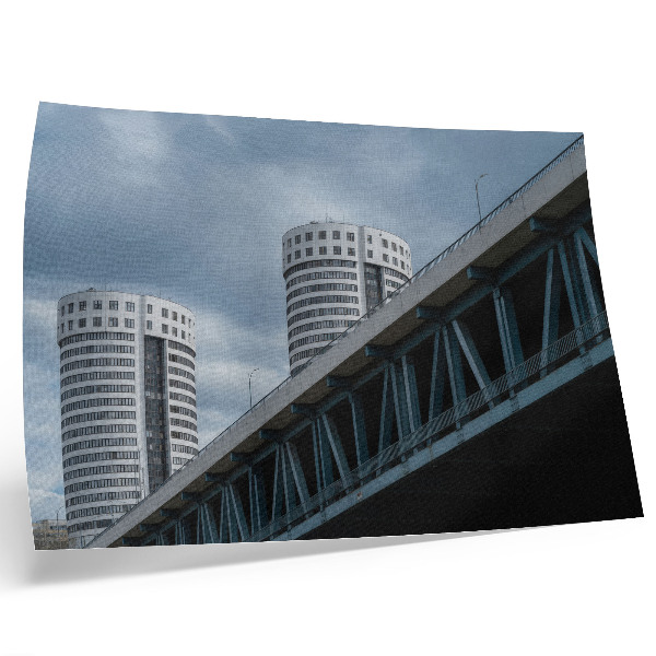 Poster kunstdruck Brücken und Wolkenkratzer, Modernität, Symmetrie, Eleganz