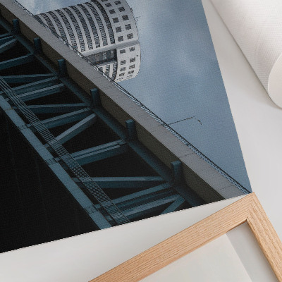 Poster kunstdruck Brücken und Wolkenkratzer, Modernität, Symmetrie, Eleganz