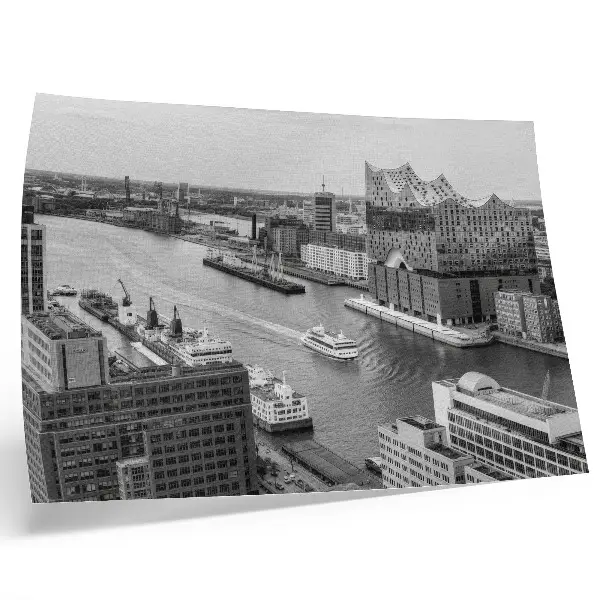Kunstdruck Poster moderne Stadt mit ikonischer Flussarchitektur