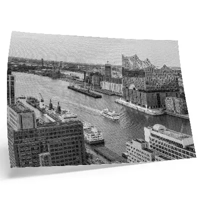 Kunstdruck Poster moderne Stadt mit ikonischer Flussarchitektur