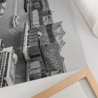 Kunstdruck Poster moderne Stadt mit ikonischer Flussarchitektur