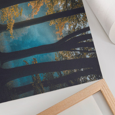 Poster kunstdruck Stiller Wald, Morgensonne, bunte Blätter