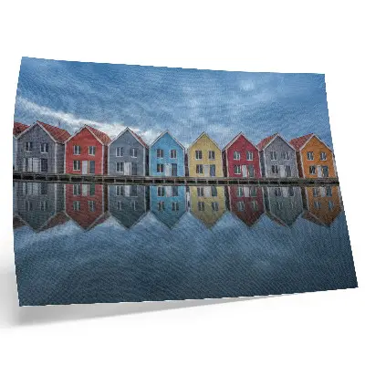 Kunstdruck bunte Häuser in modernem symmetrischen Stil